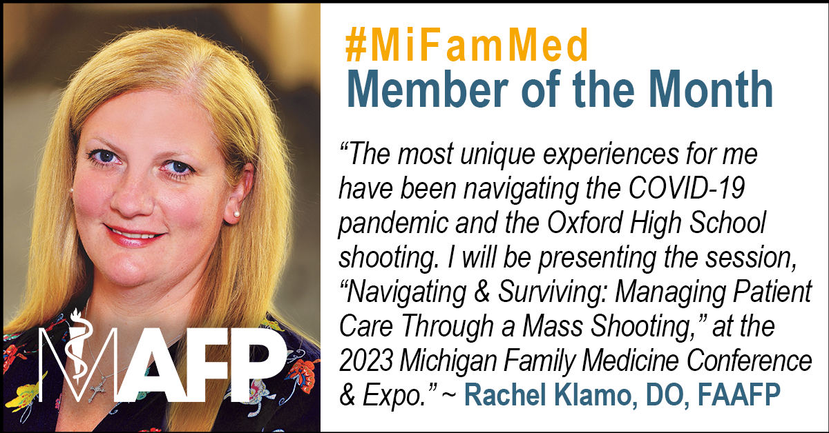 June 2023 Member of the Month: Rachel Klamo, DO, FAAFP